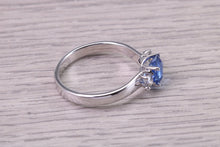 Load image into Gallery viewer, 1.15 carat All Natural None Heat Treated Beautiful Cornflower Blue Sapphire and Diamonds set 18ct White Gold Ring, Certified Sapphire