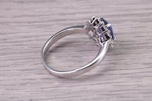 Load image into Gallery viewer, Natural 1.37ct Oval cut Vivid Royal Blue Sapphire and 0.25ct Top Graded Natural Round Diamonds set 18ct White Gold Ring,