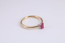 Load image into Gallery viewer, Beautiful Emerald cut Ruby set 18ct Gold Solitaire