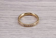 Load image into Gallery viewer, Traditional Half Channel set Diamond Eternity Ring, 18ct Yellow Gold Band, British Hallmarked, Ideal Eternity or Wedding Ring