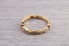 Load image into Gallery viewer, Unusual Design Diamond set Eternity Ring, 18ct Yellow Gold Band, British Hallmarked, Ideal Eternity or Wedding Ring