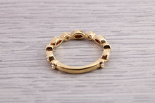 Load image into Gallery viewer, Unusual Design Diamond set Eternity Ring, 18ct Yellow Gold Band, British Hallmarked, Ideal Eternity or Wedding Ring