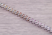 Load image into Gallery viewer, Seven carats Multi Coloured Natural Sapphire set Solid White Gold Tennis Bracelet, All Real Rainbow Coloured Sapphires, British Hallmarked