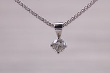 Load image into Gallery viewer, 0.19ct Simple Diamond Solitaire set White Gold Necklace, F VS Graded Natural Diamond, British Hallmarked, Choice of Chain Lengths