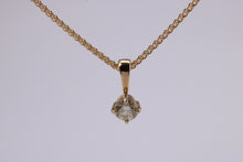 Load image into Gallery viewer, Quarter carat Simple Diamond Solitaire set Yellow Gold Necklace, F VS Graded Natural Diamond, British Hallmarked, Choice of Chain Lengths