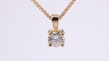 Load image into Gallery viewer, Half carat Simple and Elegant Natural Diamond set Solitaire Necklace, 18ct British Hallmarked Yellow Gold, Your Choice of Chain Lengths