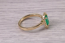 Load image into Gallery viewer, One carat Top Grade Natural Emerald and Natural Diamonds set Ring in 18ct Yellow Gold