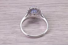 Load image into Gallery viewer, Natural Vivid Cornflower Blue Sapphire set 18ct White Gold Ring, 1.19ct Certified Sapphire with 0.50ct Round Diamonds