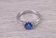 Load image into Gallery viewer, 1.15 carat All Natural None Heat Treated Beautiful Cornflower Blue Sapphire and Diamonds set 18ct White Gold Ring, Certified Sapphire