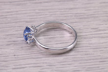 Load image into Gallery viewer, 1.15 carat All Natural None Heat Treated Beautiful Cornflower Blue Sapphire and Diamonds set 18ct White Gold Ring, Certified Sapphire