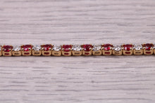 Load image into Gallery viewer, Four carats Natural Rubies and Diamonds set Solid Yellow Gold Tennis Bracelet, British Hallmarked
