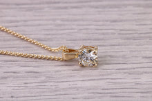 Load image into Gallery viewer, Half carat Simple and Elegant Natural Diamond set Solitaire Necklace, 18ct British Hallmarked Yellow Gold, Your Choice of Chain Lengths