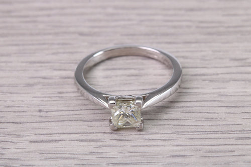 Classic 0.85 carat Princess Cut Diamond set Platinum Solitaire, Natural Diamond