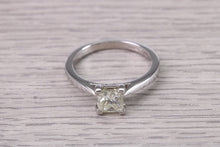 Load image into Gallery viewer, Classic 0.85 carat Princess Cut Diamond set Platinum Solitaire, Natural Diamond