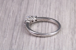 65 Points Natural Round cut Diamond set Platinum Trilogy Ring, British Hallmarked, F VS Graded Diamonds