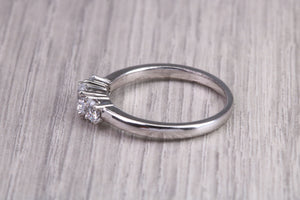 65 Points Natural Round cut Diamond set Platinum Trilogy Ring, British Hallmarked, F VS Graded Diamonds