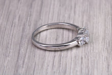 Load image into Gallery viewer, 65 Points Natural Round cut Diamond set Platinum Trilogy Ring, British Hallmarked, F VS Graded Diamonds