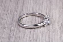 Load image into Gallery viewer, 65 Points Natural Round cut Diamond set Platinum Trilogy Ring, British Hallmarked, F VS Graded Diamonds