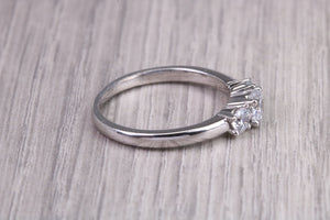 65 Points Natural Round cut Diamond set Platinum Trilogy Ring, British Hallmarked, F VS Graded Diamonds