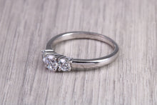 Load image into Gallery viewer, 65 Points Natural Round cut Diamond set Platinum Trilogy Ring, British Hallmarked, F VS Graded Diamonds
