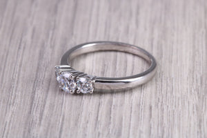 65 Points Natural Round cut Diamond set Platinum Trilogy Ring, British Hallmarked, F VS Graded Diamonds