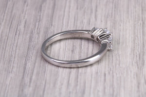 65 Points Natural Round cut Diamond set Platinum Trilogy Ring, British Hallmarked, F VS Graded Diamonds