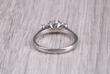 Load image into Gallery viewer, 80 Points Natural Round cut Diamond set Platinum Trilogy Ring, British Hallmarked, F VS Graded Diamonds