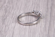 Load image into Gallery viewer, 80 Points Natural Round cut Diamond set Platinum Trilogy Ring, British Hallmarked, F VS Graded Diamonds