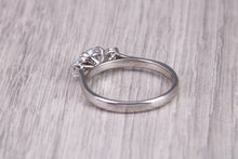 Load image into Gallery viewer, 80 Points Natural Round cut Diamond set Platinum Trilogy Ring, British Hallmarked, F VS Graded Diamonds