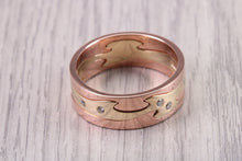 Load image into Gallery viewer, Diamond set Jigsaw Puzzle Ring, 8.50 mm Wide, Made From Solid Gold, Rose Gold and Yellow Gold or Your Choice of Metal Combinations