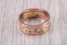 Load image into Gallery viewer, Diamond set Jigsaw Puzzle Ring, 8.50 mm Wide, Made From Solid Gold, Rose Gold and Yellow Gold or Your Choice of Metal Combinations