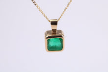 Load image into Gallery viewer, Beautiful 1.50ct Natural Emerald set Yellow Gold Necklace with Matching Earrings, Bottle Green Emeralds, British Hallmarked