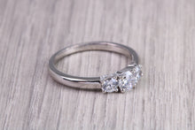 Load image into Gallery viewer, 65 Points Natural Round cut Diamond set Platinum Trilogy Ring, British Hallmarked, F VS Graded Diamonds
