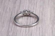 Load image into Gallery viewer, 65 Points Natural Round cut Diamond set Platinum Trilogy Ring, British Hallmarked, F VS Graded Diamonds