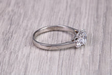 Load image into Gallery viewer, 80 Points Natural Round cut Diamond set Platinum Trilogy Ring, British Hallmarked, F VS Graded Diamonds