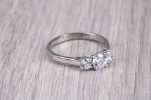 Load image into Gallery viewer, 80 Points Natural Round cut Diamond set Platinum Trilogy Ring, British Hallmarked, F VS Graded Diamonds