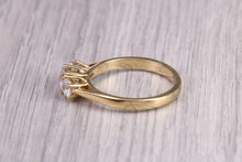 Load image into Gallery viewer, 75 Points Natural Round cut Diamond set 18ct Yellow Gold Trilogy Ring, British Hallmarked, F VS Graded Diamonds