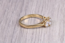 Load image into Gallery viewer, 75 Points Natural Round cut Diamond set 18ct Yellow Gold Trilogy Ring, British Hallmarked, F VS Graded Diamonds
