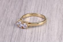 Load image into Gallery viewer, 75 Points Natural Round cut Diamond set 18ct Yellow Gold Trilogy Ring, British Hallmarked, F VS Graded Diamonds