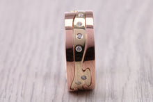 Load image into Gallery viewer, Diamond set Jigsaw Puzzle Ring, 8.50 mm Wide, Made From Solid Gold, Rose Gold and Yellow Gold or Your Choice of Metal Combinations