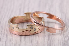Load image into Gallery viewer, Diamond set Jigsaw Puzzle Ring, 8.50 mm Wide, Made From Solid Gold, Rose Gold and Yellow Gold or Your Choice of Metal Combinations