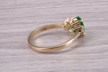 Load image into Gallery viewer, 1.00ct Natural Emerald and 0.33ct Lab Grown Diamond set Trilogy Ring, Made From Yellow Gold With British Hallmark