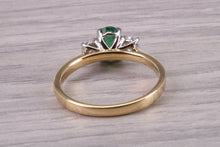 Load image into Gallery viewer, One carat Emerald and Diamond Trilogy Ring set in 18ct Gold and Platinum, British Hallmarked