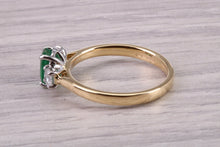 Load image into Gallery viewer, One carat Emerald and Diamond Trilogy Ring set in 18ct Gold and Platinum, British Hallmarked