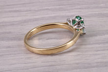 Load image into Gallery viewer, One carat Emerald and Diamond Trilogy Ring set in 18ct Gold and Platinum, British Hallmarked