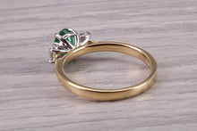 Load image into Gallery viewer, One carat Emerald and Diamond Trilogy Ring set in 18ct Gold and Platinum, British Hallmarked