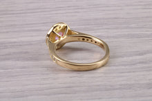 Load image into Gallery viewer, Stunning Pink Sapphire and Diamond Halo set Ring, Made From 18ct Yellow Gold, British Hallmarked
