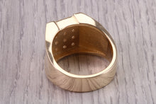Load image into Gallery viewer, Half carat set Chunky and Very Dressy Gents Natural Diamond set Signet Ring, Made From Solid Yellow Gold, British Hallmarked
