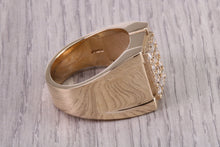 Load image into Gallery viewer, Half carat set Chunky and Very Dressy Gents Natural Diamond set Signet Ring, Made From Solid Yellow Gold, British Hallmarked