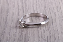 Load image into Gallery viewer, Minimalistic 0.37ct Round cut Diamond set 18ct White Gold Solitaire, British Hallmarked